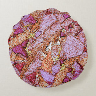 Lilac pink painted volcanic rock drawing round cushion