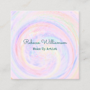 Lilac Pink Pastel Swirl Make Up Artist Square Business Card