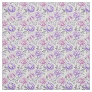 Lilac Pink Peony Fabric Elegant Botanical Floral