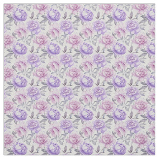 Lilac Pink Peony Fabric Elegant Botanical Floral
