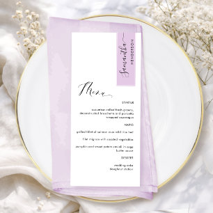 Lilac Pink Personalised with Guest Name Elegant Menu