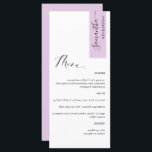 Lilac Pink Personalised with Guest Name Elegant Menu<br><div class="desc">Why spend in place cards and menu cards when you can have an elegant All-in-one elegant Menu personalised with each guest's name, or the name of the guest of honour! Contemporary, simple, and elegant design with beautiful modern handwritten calligraphy. The stripe on the top right corner is in a lilac...</div>