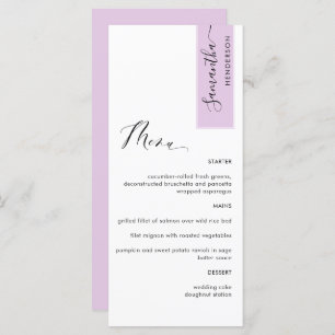 Lilac Pink Personalised with Guest Name Elegant Menu