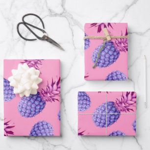 Lilac & Pink Pineapples Pattern  Wrapping Paper Sheet