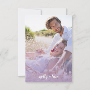 Lilac Pink Trendy Transparency Effect Photo Couple Invitation