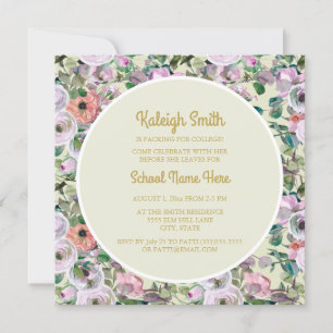 Lilac Pink Watercolor Floral Sage College Trunk Invitation