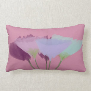 Lilac Pink Watercolor Peonies Lumbar Cushion