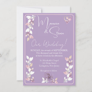 Lilac, Pink & White Hues Floral Wedding Invitation