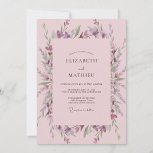 Lilac Pink Wildflower Wedding Invitation