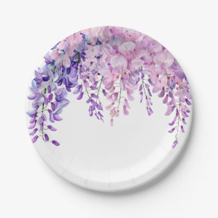 Lilac Pink Wisteria Paper Plate