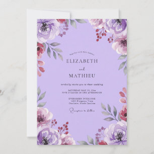 Lilac Plum Painted Wedding Invitation