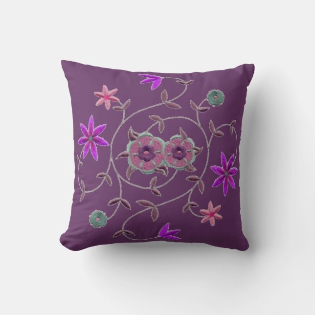 Lilac Plum Spring Flower Garden Pillows (Front)