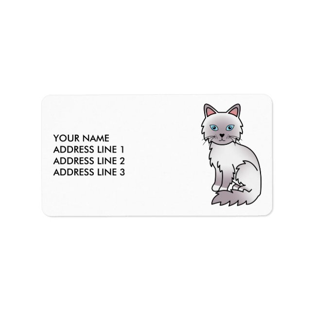 Lilac Point Birman / Ragdoll Cat & Custom Text Label (Front)