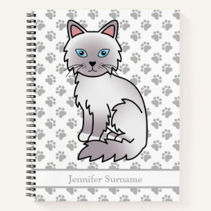 Lilac Point Birman / Ragdoll Cat & Custom Text Notebook
