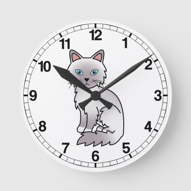 Lilac Point Birman / Ragdoll Cat Round Clock (Front)