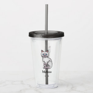 Lilac Point Birman / Ragdoll Cat With Custom Name Acrylic Tumbler