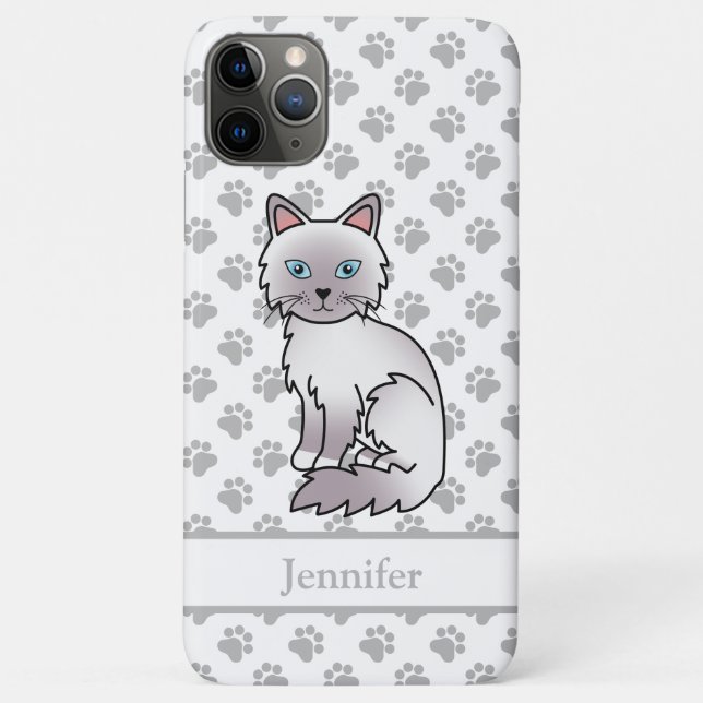 Lilac Point Birman / Ragdoll Cute Cat & Name Case-Mate iPhone Case (Back)