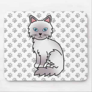 Lilac Point Birman / Ragdoll Cute Cat & Paws Mouse Pad