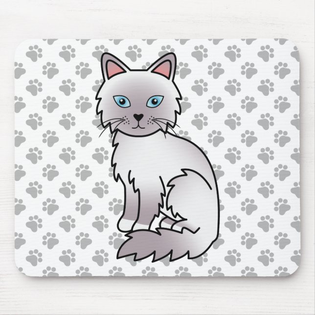 Lilac Point Birman / Ragdoll Cute Cat & Paws Mouse Pad (Front)