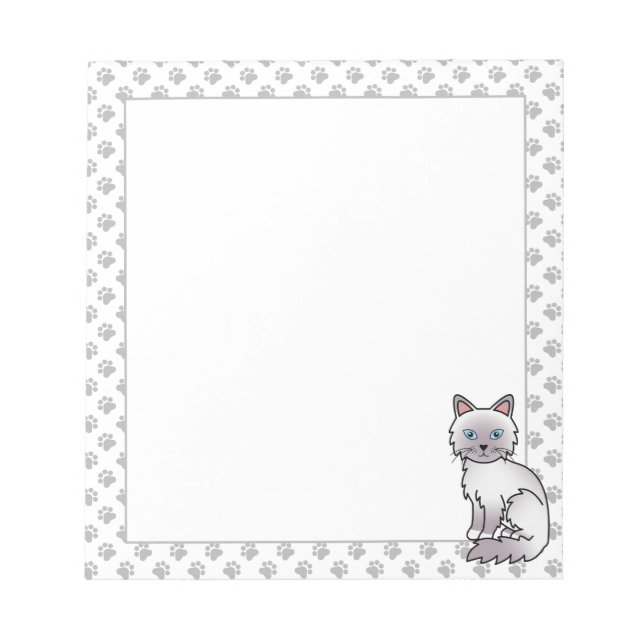 Lilac Point Birman / Ragdoll Cute Cat & Paws Notepad (Front)