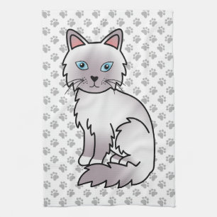 Lilac Point Birman / Ragdoll Cute Cat & Paws Tea Towel
