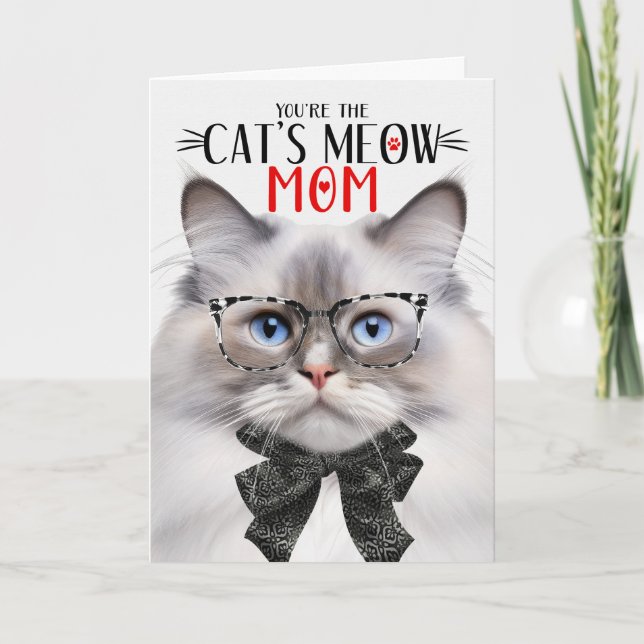 Lilac Point Ragdoll Cat for Mum on Mother's Day Holiday Card (Front)