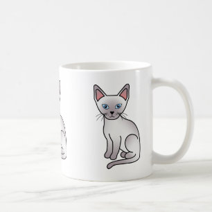 Lilac Point Siamese Breed Cat Cartoon Drawing Coffee Mug