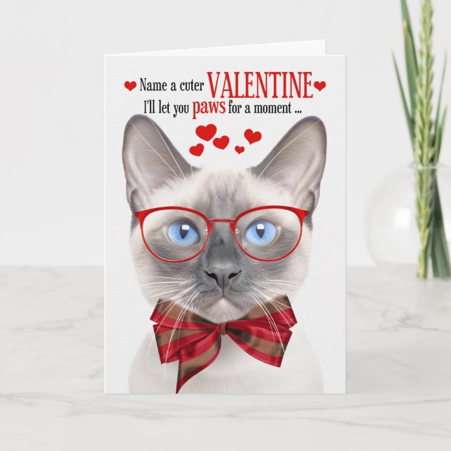 Lilac Point Siamese Cat Valentine Feline Humour Holiday Card (Front)