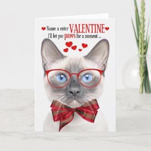 Lilac Point Siamese Cat Valentine Feline Humour Holiday Card