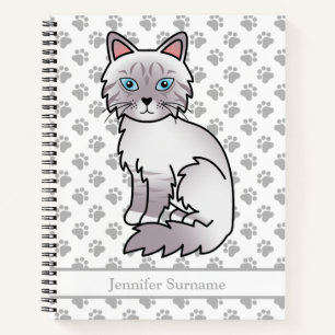 Lilac Point Tabby Birman/Ragdoll Cat & Custom Text Notebook