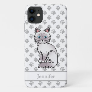 Lilac Point Tabby Birman / Ragdoll Cat & Name iPhone 11 Case