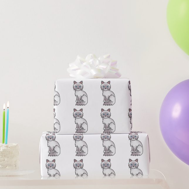 Lilac Point Tabby Birman / Ragdoll Cat Pattern Wrapping Paper (Party Gifts)