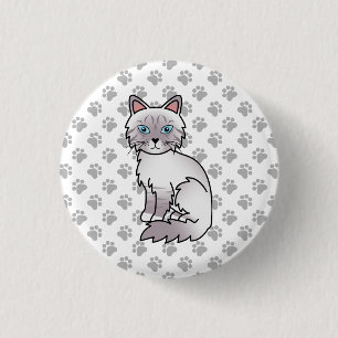 Lilac Point Tabby Birman / Ragdoll Cute Cat & Paws 3 Cm Round Badge