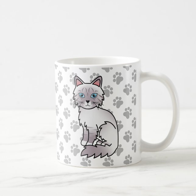 Lilac Point Tabby Birman / Ragdoll Cute Cat & Paws Coffee Mug (Right)
