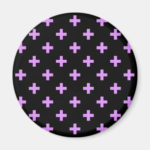 Lilac polka crosses on black magnet