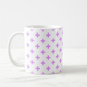 Lilac polka crosses on white coffee mug