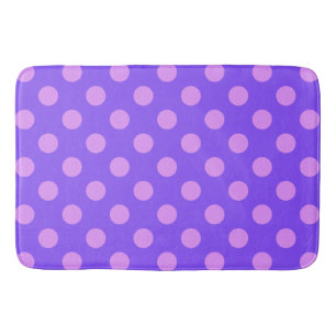 Lilac polka dots on periwinkle bath mat