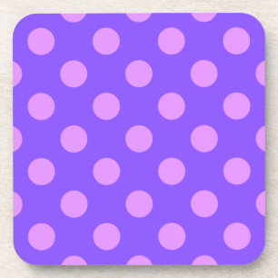 Lilac polka dots on periwinkle coaster