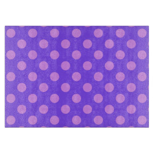 Lilac polka dots on periwinkle cutting board