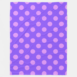 Lilac polka dots on periwinkle fleece blanket