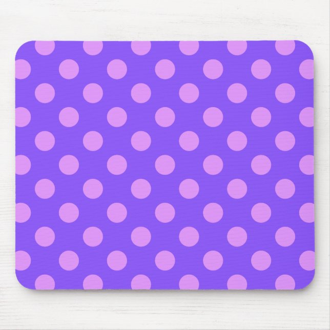 Lilac polka dots on periwinkle mouse pad (Front)