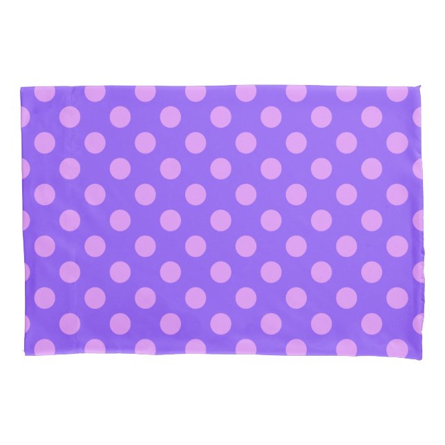 Lilac polka dots on periwinkle pillowcase (Front)