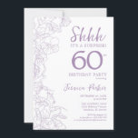 Lilac Purpl White Botanical Surprise 60th Birthday Invitation<br><div class="desc">Lilac Purple White Botanical Surprise 60th Birthday Invitation. Minimalist modern feminine design features botanical accents and typography script font. Simple floral invite card perfect for a stylish female surprise bday celebration.</div>