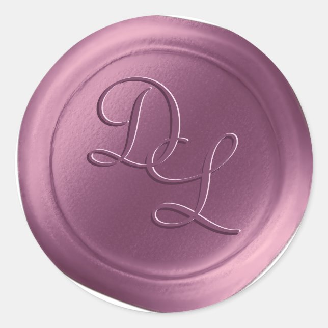 Lilac Purple 2 Letter Monogram Wax Seal Stickers (Front)