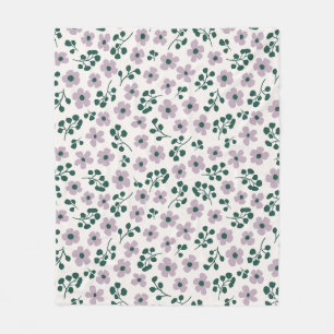 Lilac Purple Aesthetic Cute Mini Groovy Flowers Pa Fleece Blanket