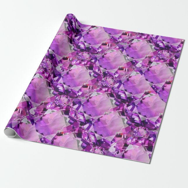 LILAC PURPLE AMETHYST FEBRUARY GEM BIRTHSTONE WRAPPING PAPER (Unrolled)
