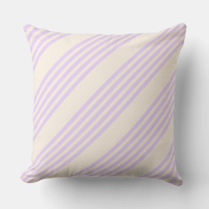 Lilac purple and beige five stripes pattern cushion