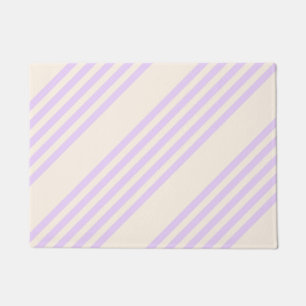Lilac purple and beige five stripes pattern doormat