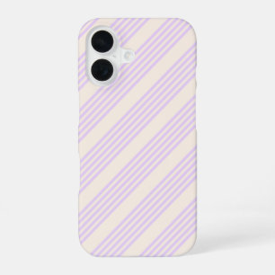 Lilac purple and beige five stripes pattern iPhone 16 case