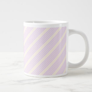 Lilac purple and beige five stripes pattern large coffee mug